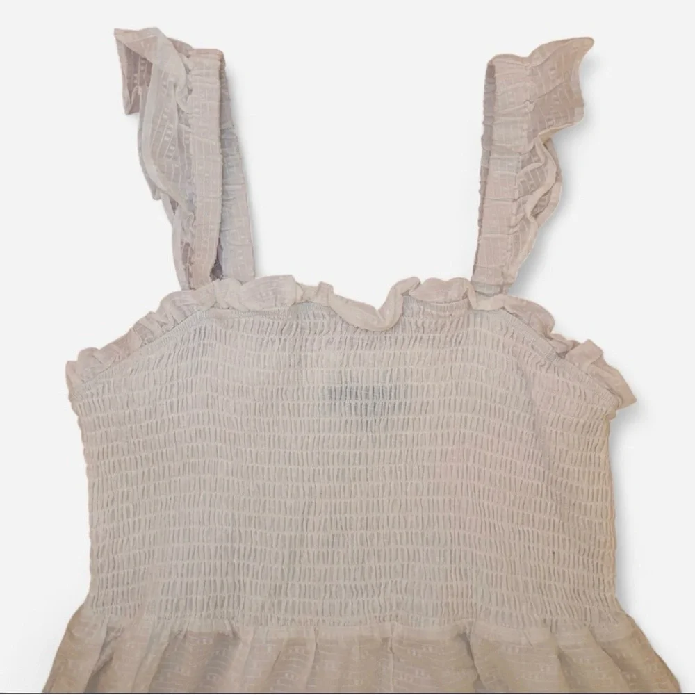 Eloquii NWT White Sundress Ruffle Sleeves Smocked - Picture 2 of 6